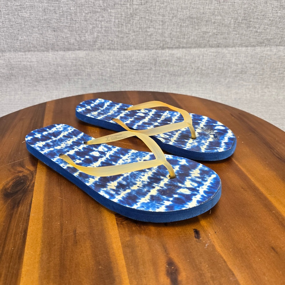 Blue Tie Dye Flip Flops Sandals Women's Size 10‎ Casual Summer Beach Pool